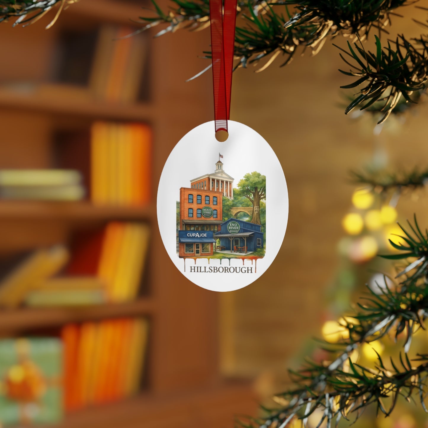 Hillsborough, NC • Oval Aluminum Holiday Ornament (Full-Color Edition)