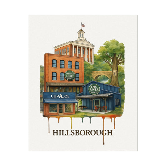 Hillsborough Watercolor Matte Poster — Textured Townscape Art Print