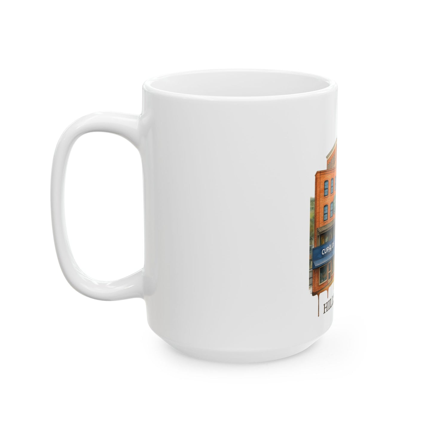 Hillsborough Town Landmark Ceramic Mug — Illustrated Small-Town Coffee Cup (11oz & 15oz)