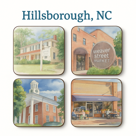 Hillsborough, NC Coasters (set of 4)